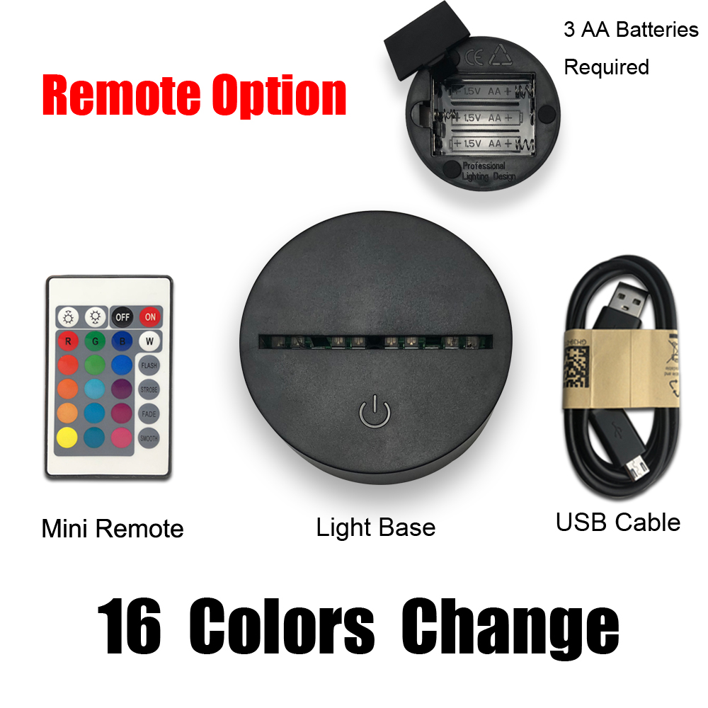 3D Religious Night Light — 7 & 16 Color LED Lamp with Remote