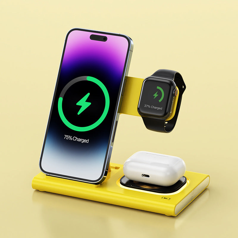 3-in-1 Wireless Charging Station — 15W Fast Charge with Night Lightfvgbhnm,./