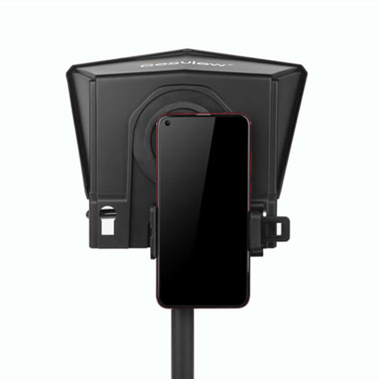 portable phone teleprompter compact black camera mount
