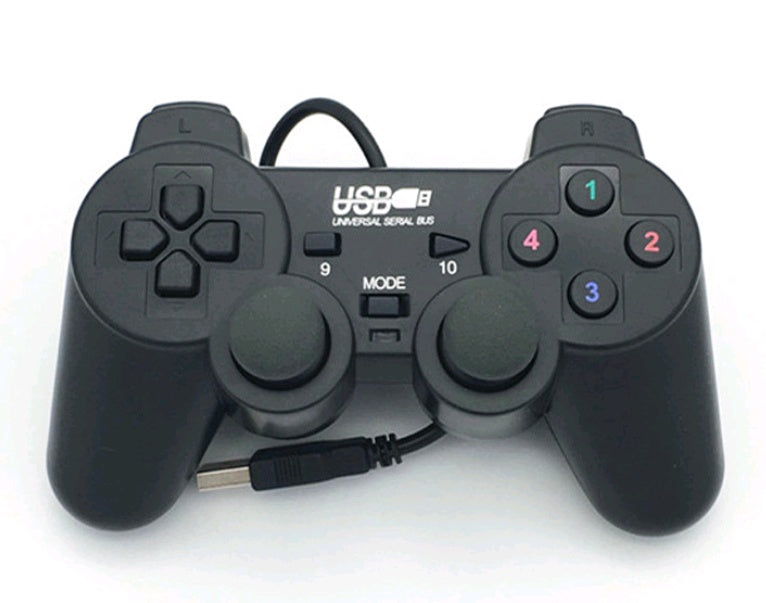 USB Wired Game Controller — PC Joystick with Dual Vibration &amp; 12 Action Keys