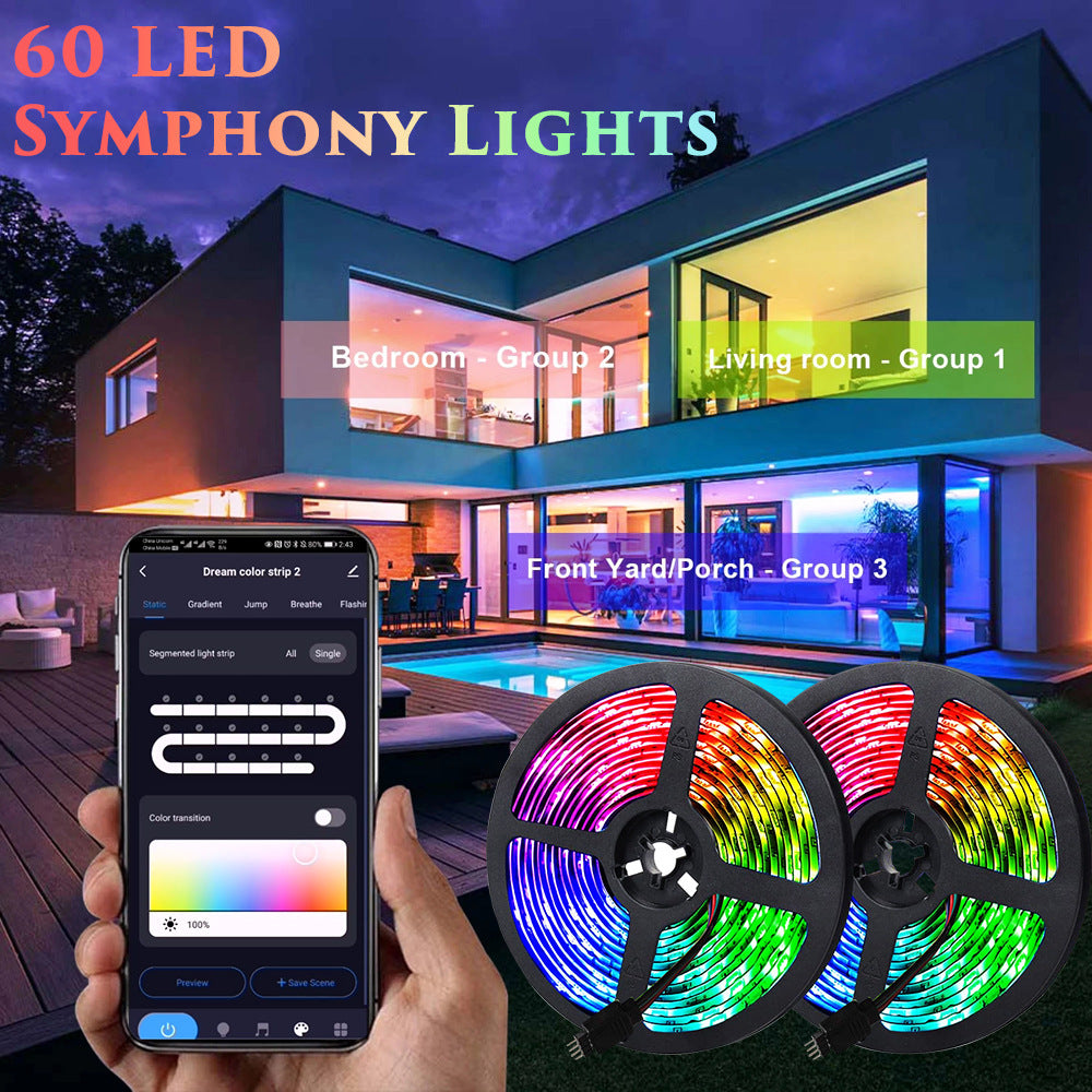 LED Strip Lights 5050 RGB - 5M Dimmable Flexible Light Ribbon
