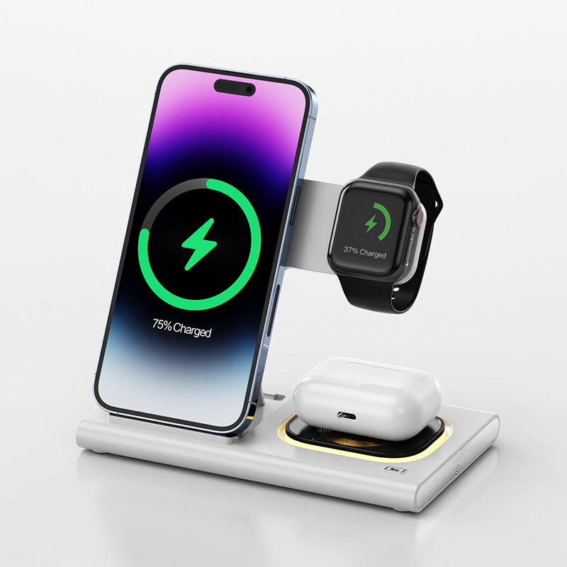 3-in-1 Wireless Charging Station — 15W Fast Charge with Night Lightfvgbhnm,./