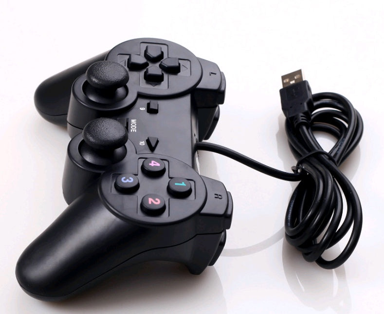USB Wired Game Controller — PC Joystick with Dual Vibration &amp; 12 Action Keys
