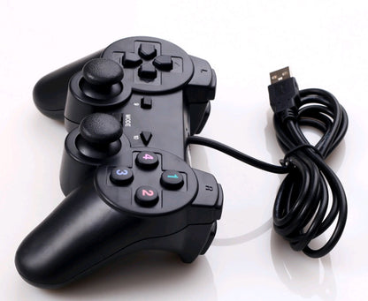 USB Wired Game Controller — PC Joystick with Dual Vibration &amp; 12 Action Keys
