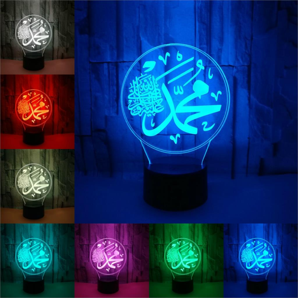 3D Religious Night Light — 7 &amp; 16 Color LED Lamp with Remote