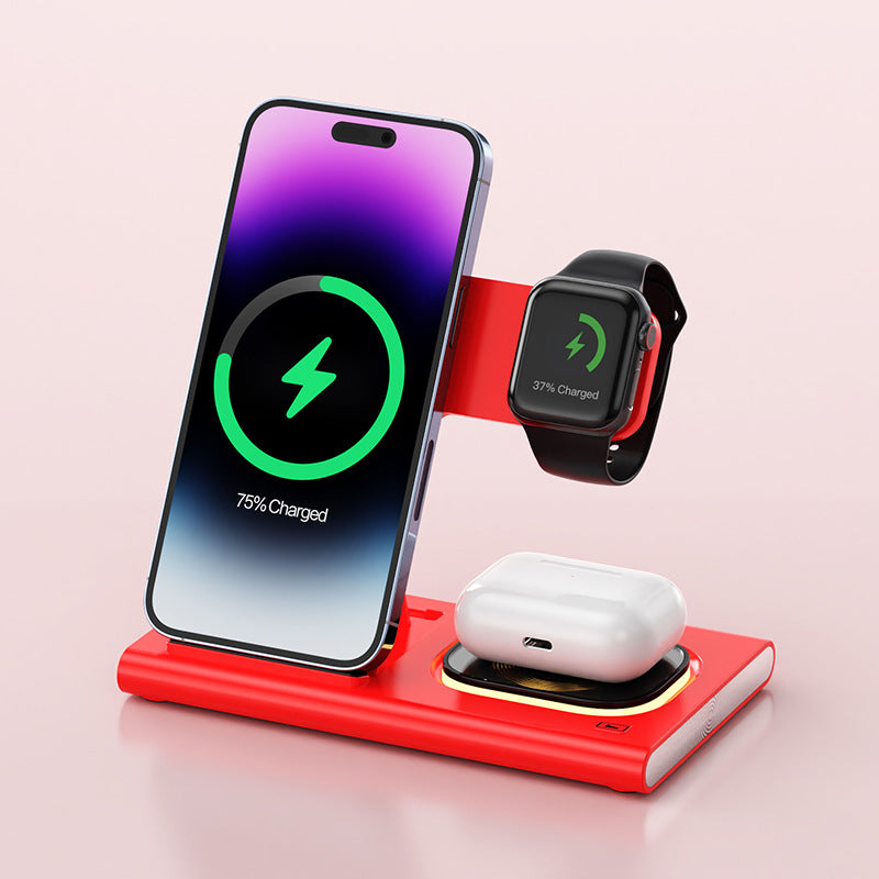 3-in-1 Wireless Charging Station — 15W Fast Charge with Night Lightfvgbhnm,./