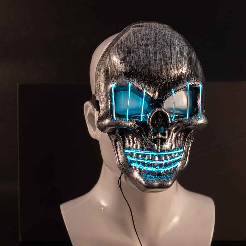 LED Skull Face Mask — Glowing Light-Up Mask for Halloween &amp; Parties
