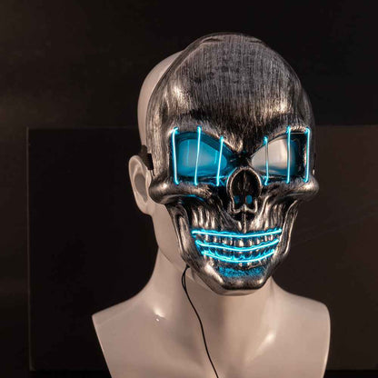 LED Skull Face Mask — Glowing Light-Up Mask for Halloween &amp; Parties
