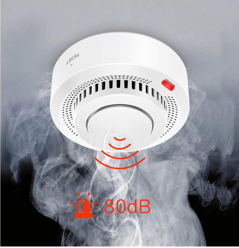 Smart WiFi Smoke Detector — 80dB Alarm with App Notifications &amp; Ceiling Mount