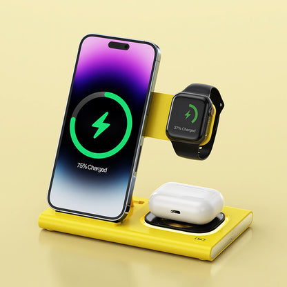 3-in-1 Wireless Charging Station — 15W Fast Charge with Night Lightfvgbhnm,./
