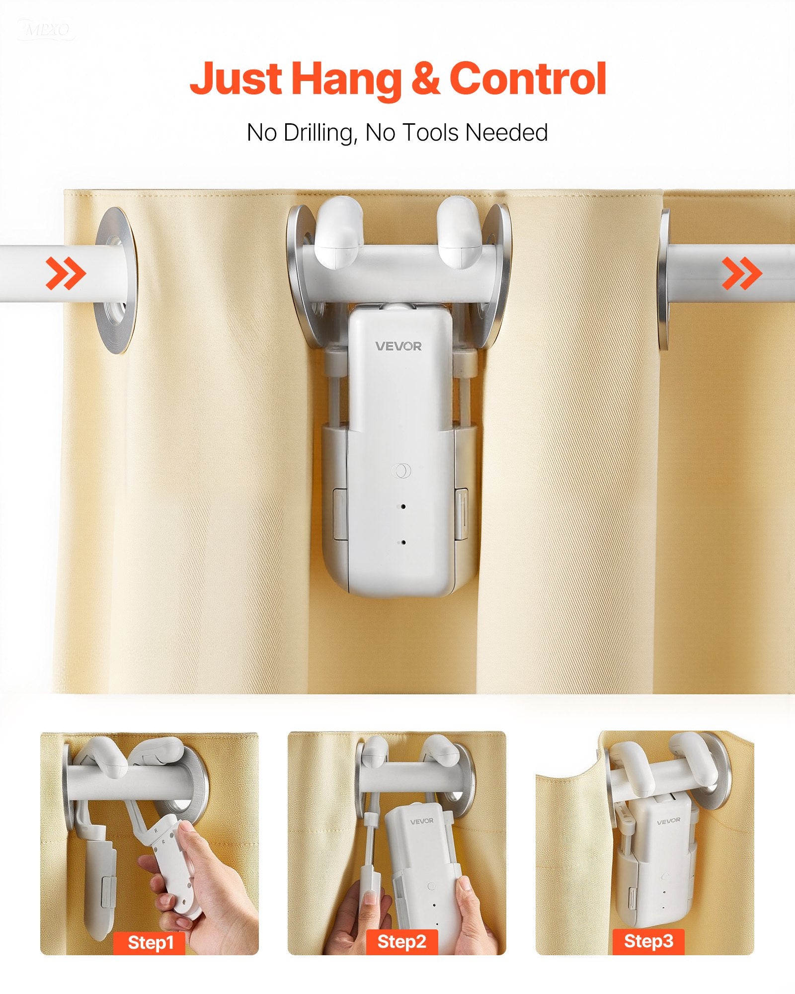 Smart Automatic Curtain Opener — App, Remote &amp; Voice Control, Alexa &amp; Google Home