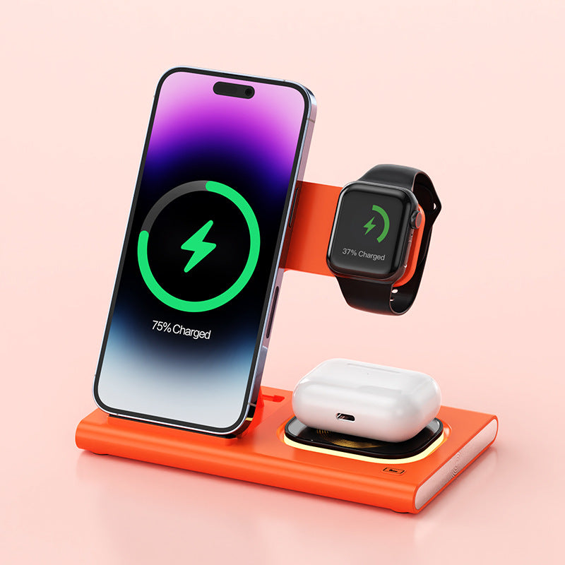 3-in-1 Wireless Charging Station — 15W Fast Charge with Night Lightfvgbhnm,./