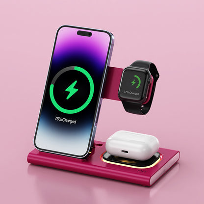 3-in-1 Wireless Charging Station — 15W Fast Charge with Night Lightfvgbhnm,./